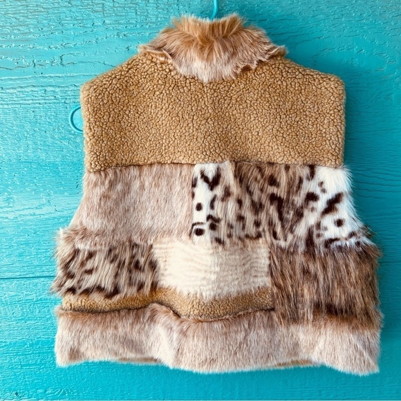 ANTHROPOLOGIE MIXED MEDIA FAUX FUR VEST PATCHWORK SIZE SMALL - Picture 6 of 11